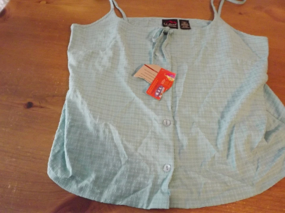 NEW L.L.BEAN OUTDOORS spaghetti strap CROP top LARGE AQUA BLUE SPF30 sunblock - Изображение 4 из 4