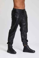 Men's Real Lamb Leather Jogging Pants Sweatpants Lamb Leather Workout Pants