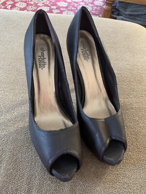 Charlotte Russe Black Leather 4” Heels Shoes Size (CC)