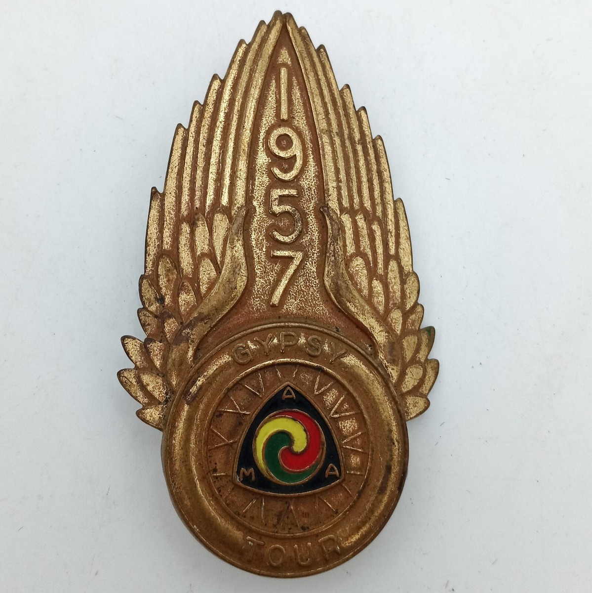 Vintage 1957 AMA American Motorcycle Assn Gypsy Tour Award Badge Pin