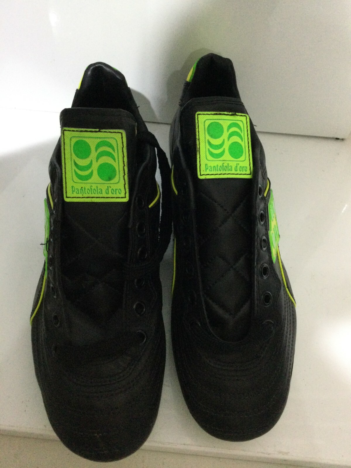 PANTOFOLA D’ORO Vintage 90 Scarpe Calcio Pantofola D'Oro Diablo Nero Giallo Verde Avvitabili
