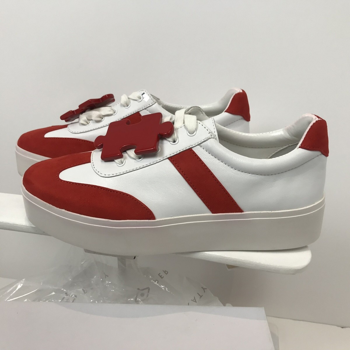 Unique Design Katy Perry Trainers The Payton Smooth Leather Suede UK6 White  Red