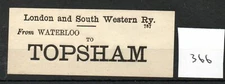 London & South Western Railway LSWR - Luggage Label (366)  Topsham