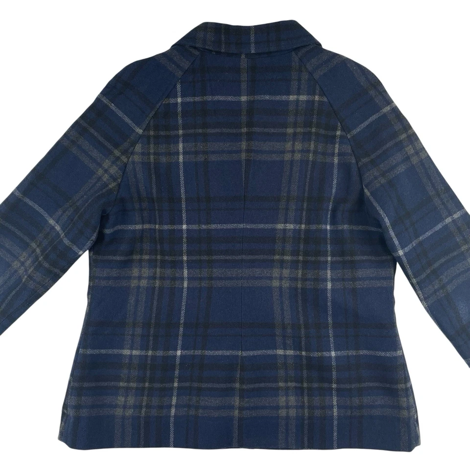 Blazer Relativity para mujer L azul tartán a cuadros mezcla de lana ecuestre corpcore Foto 4 de 4