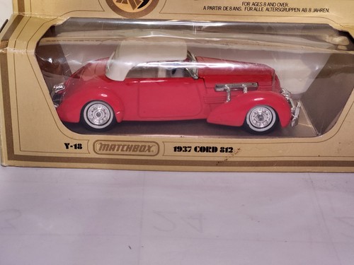 MATCHBOX MODELS OF YESTERYEAR 1:35 SCALE 1937 CORD 812 - RED - Y-18 - BOXED NOS - Picture 2 of 8