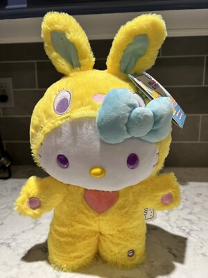 Hello Kitty Easter Side Stepper Musical Greeter Yellow Bunny NWT