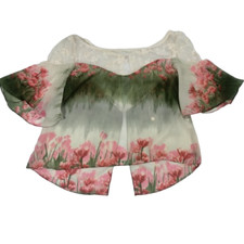 RARE NWOT Farm Rio Anthropologie Floral Sheer Blouse Boho Cottagecore Small Med