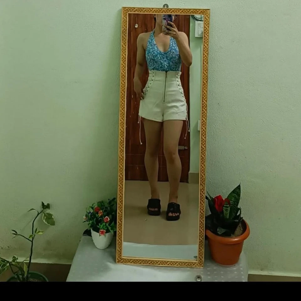 Новые женские белые кожаные шорты из натуральной мягкой овчины на шнуровке кожаные шорты - Изображение 3 из 4