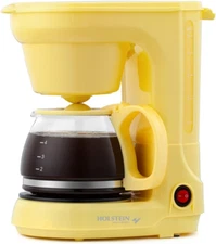 5-Cup Drip Coffee Maker Yellow - Permanent Filter & Keep Warm Function