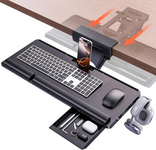 Ergonomic Under-Desk Keyboard Tray with Adjustable Platform and Wrist Rest