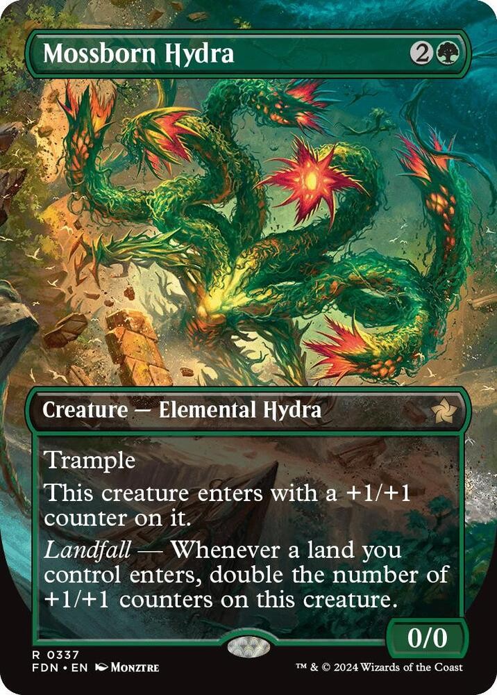 Mossborn Hydra (Borderless) 337 Rare Foundations Magic: The Gathering Near Mint