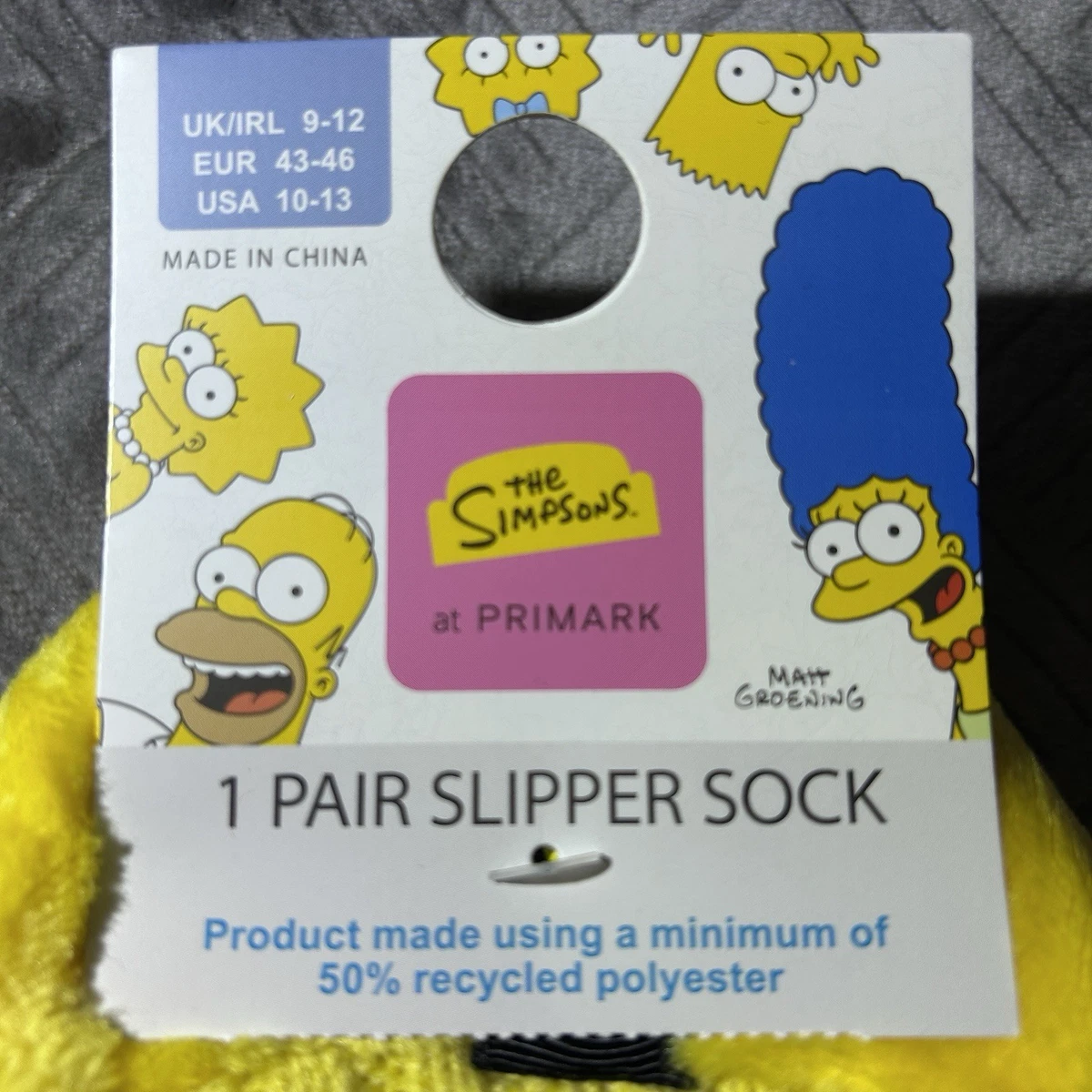 Los Simpson x Primark Homer Vellón Zapatilla Calcetines Hombre’s 1 Par Talla EE. UU. 10-13 ¡NUEVO!