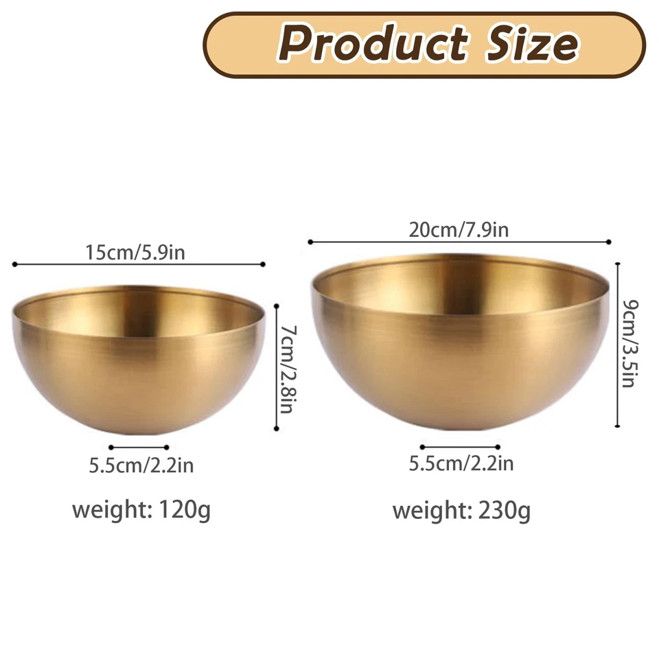 Bol Coréen en Acier Inoxydable, Bol Coréen Doré, Bol à Riz Coréen dArt Doré, ... - Photo 2/4