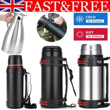 Large Stainless Steel Flask Hot & Cold Tea Drink Thermos Vacuum Bottle Handle UK