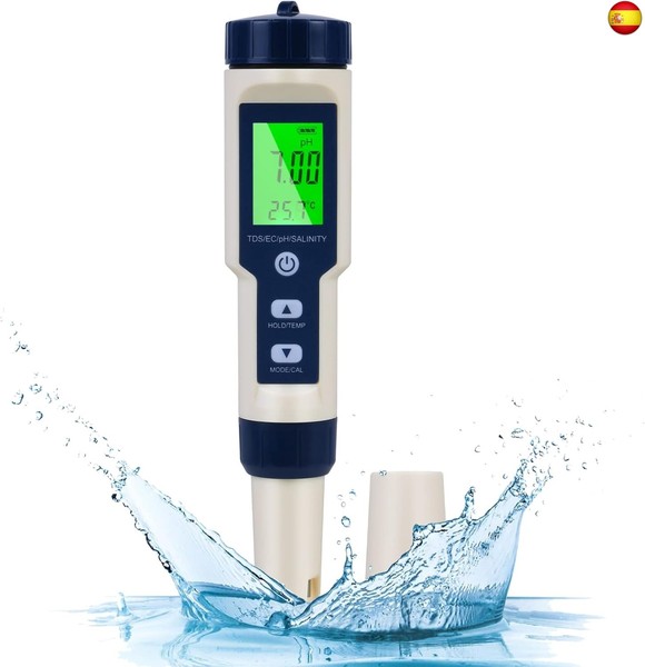 Flintronic Medidor de PH, 5 en 1 PH/TDS/EC/Salinidad/Temperatura Probador de