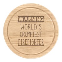 Warnung World's Grumpiest Feuerwehrmann Rund Zerkleinern KäSebrett Beste