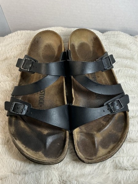 Birkenstock Salina Black Leather Strappy Sandals Women’s Size 38 US 7 7.5