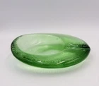 Vintage Blenko Green Amoeba Ashtray Art Glass Freeform Trinket Dish MCM