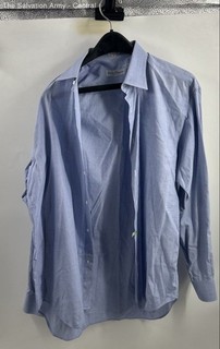 Salvatore Ferragamo Mens Blue Long Sleeve Collared Dress Shirt Size 16.5