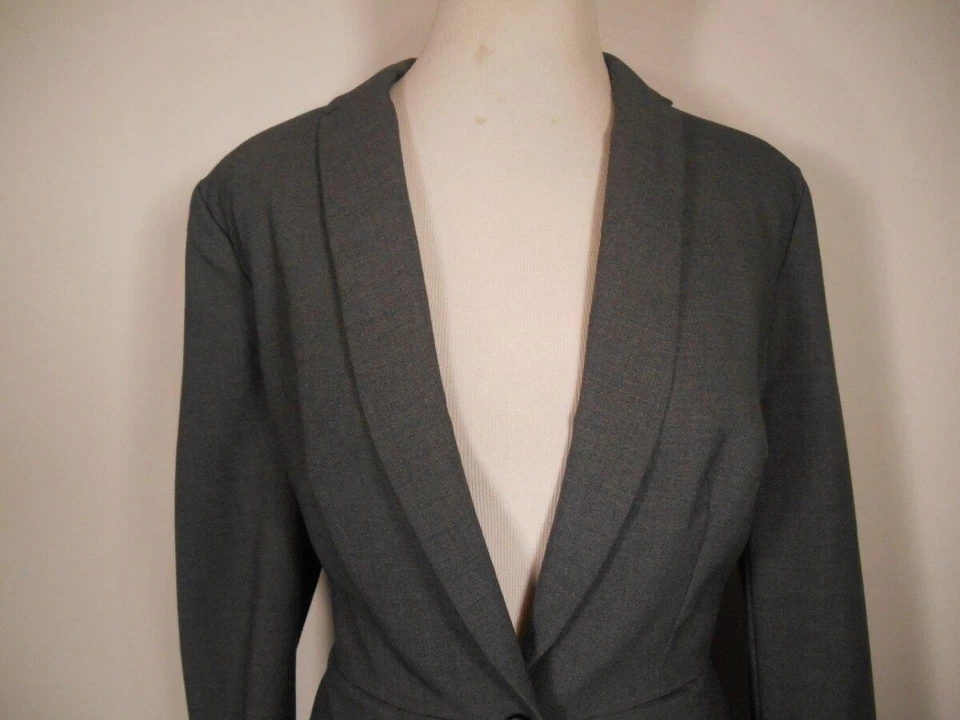Hermosa Chaqueta Blazer Para Mujer Talla 12 Worthington Gris LS Ajustada Forrada Botón Foto 3 de 4