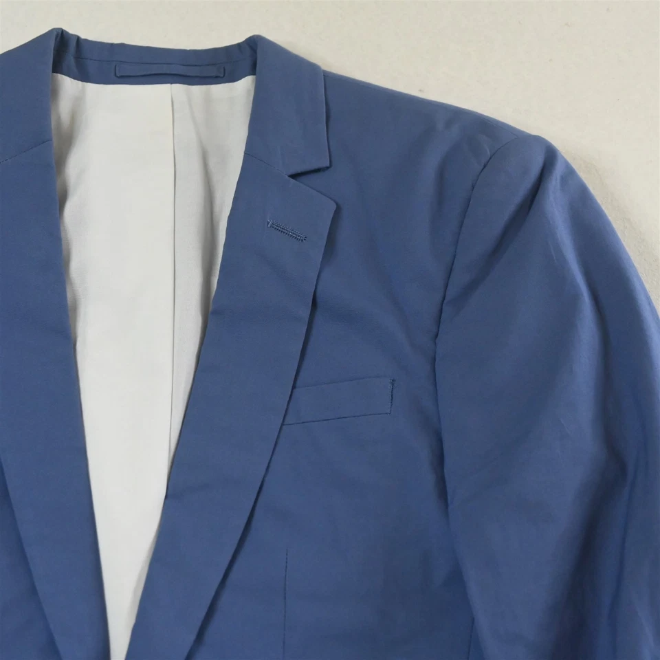 ASOS 32R 30x30 Blue Stretch Cotton Skinny Mens Jacket Pants Suit - Image 3 of 4