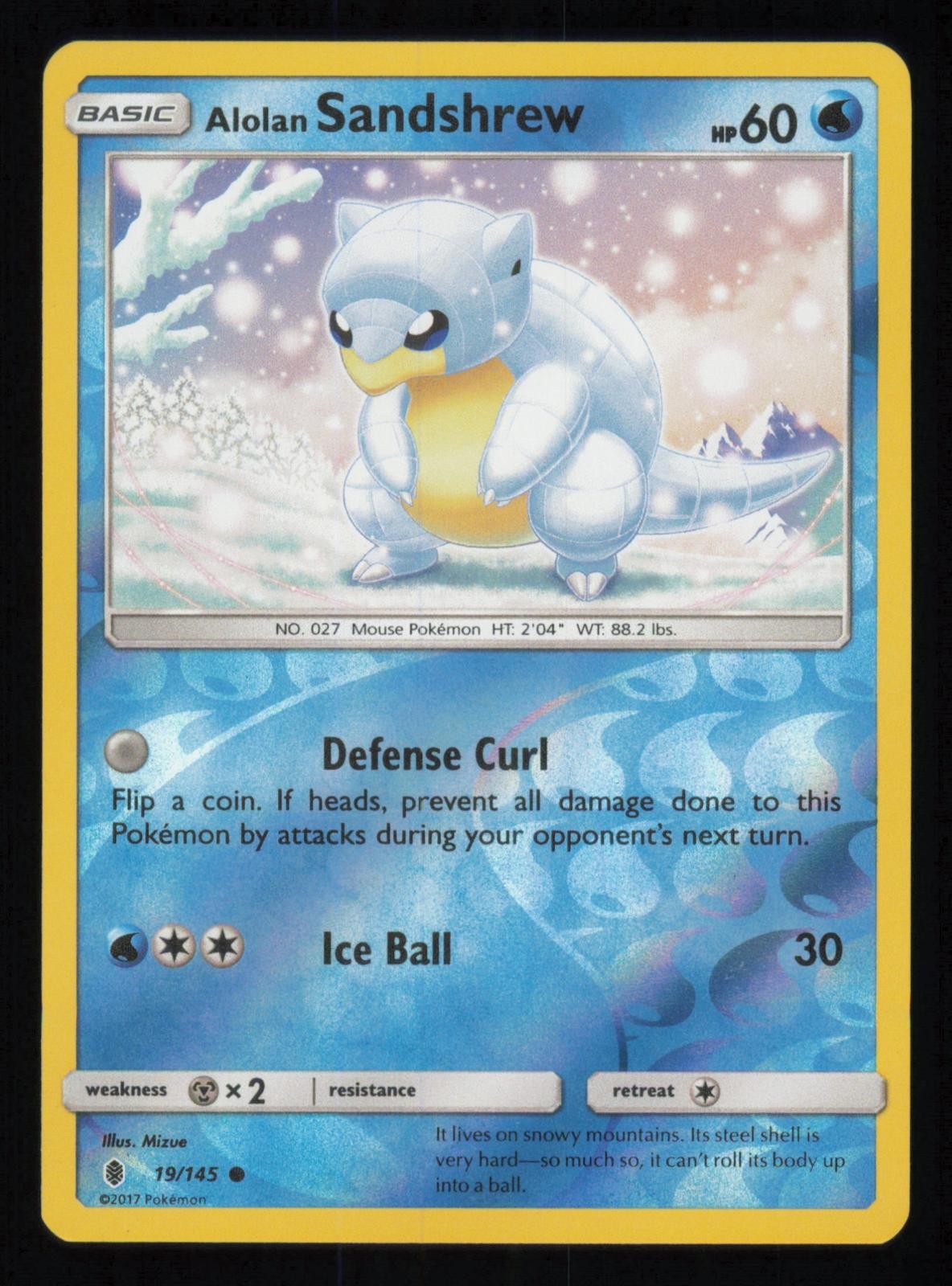 ALOLAN SANDSHREW 19/145 COMMON GUARDIANS RISING REVERSE HOLO NM/M POKEMON