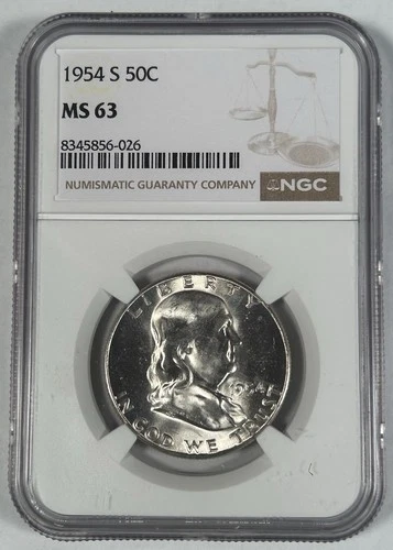 1954-S Franklin Half Dollar Coin NGC MS 63