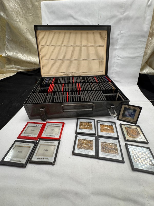 Vintage Optometry Stereopsis Test Slides Lot 150+ original Metal Case numbers