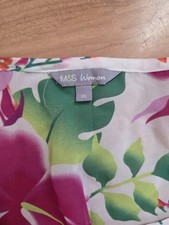 M&S Woman Floral Tunic Dress XL Regular Long Sleeve Short Pink Green White