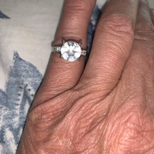 Sterling Silver Engagement Ring With Baguettes Cubic Zirconia Size 5 1/4