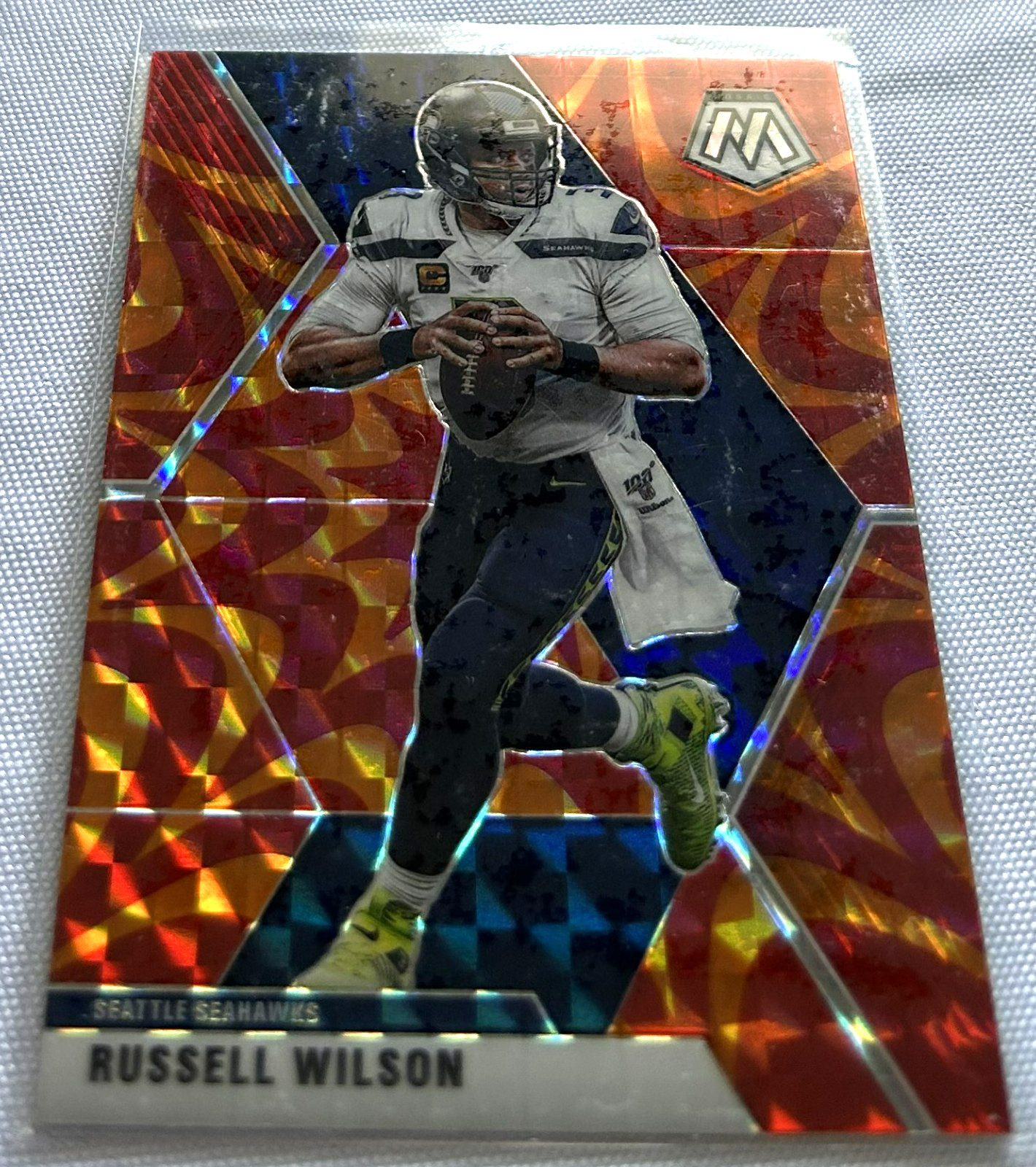2020 Panini Mosaic Football Russell Wilson Seattle Seahawks Reactive Orange #181