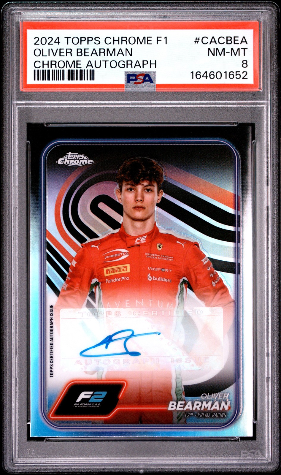 2024 TOPPS CHROME FORMULA 1 CHROME AUTO #CACBEA OLIVER BEARMAN PSA 8 view 1