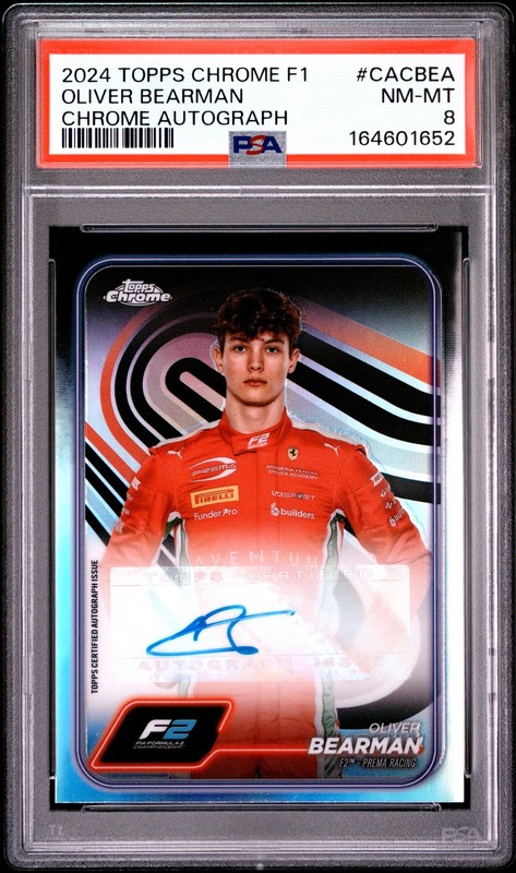 2024 TOPPS CHROME FORMULA 1 CHROME AUTO #CACBEA OLIVER BEARMAN PSA 8