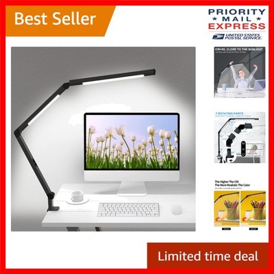 Dual Light Source Clamp Desk Lamp, Adjustable Brightness & Color for Reading