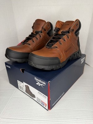 Reebok Mens Brown Leather Athletic 6  Zigkick Work Boots Safety Shoes 10M RB7005