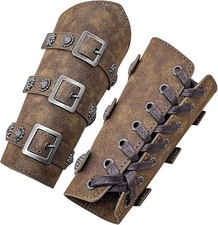 Leather Gauntlet Wristband Viking Wrist Guards Renaissance Arm Cuffs Archery ...