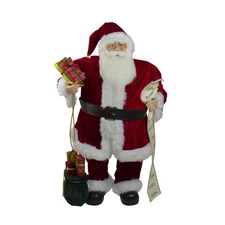 Northlight 32" Standing Santa Claus Christmas Figure with Name List and Gift Bag