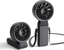 JISULIFE Handheld Fan Life7 – Ultimate Flexibility: High-Power 5000mAh, Black