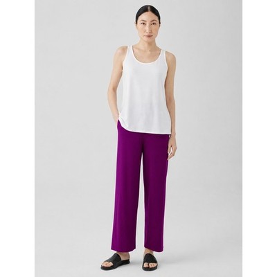 Neu Eileen Fisher Sz Small S Beere Lila Tretch Jersey Strick Gerade Hose Ankle