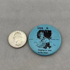 Vintage 1970s Love Is... Keeping Time To Tango Kim Casali Pinback Button #60287
