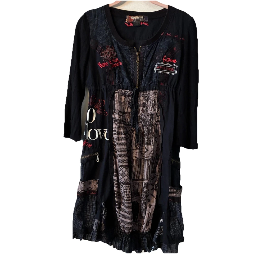 Vestido Desigual Para Mujer Manga Larga Love Dream S/M 38 con Bolsillos Punk Gótico Foto 2 de 4