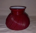 Vtg Ribbed Swirl RED/Burgundy Overlay MILK GLASS Student Oil Lamp Shade 6"Fitter