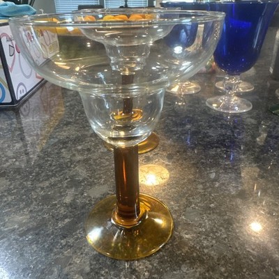 Vintage Cristal D Arques Dania Brown Margarita Glasses Set of 2