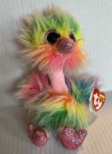 2019 TY Beanie Baby 6" ASHA Rainbow Ostrich Plush Stuffed Animal Toy NWT