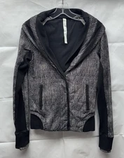 Lululemon To Class Black Gray Shawl Collar French Terry Jacket Sz 4