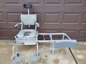 NUPRODX TRANSFER SLIDER SYSTEM CHAIR W/ TILT COMMODE Bath Tub Used For Handicap