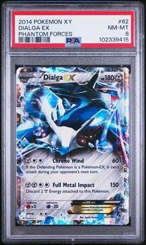 2014 POKEMON XY PHANTOM FORCES #62 DIALGA EX PSA 8