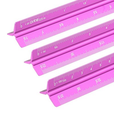 Metric Engineer Small Scale Ruler, (13 Inch, Rose Red) Aluminum Rulers