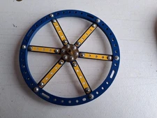 Meccano Compatible 4 x Blue Circular Strips With Spoked Centre & Fittings