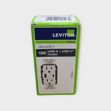 Leviton T5638-W: USB Type A & C In-Wall Charger Tamper Resistant Outlet in White